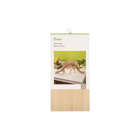 Cricut Basswood 4 sheets 12" x 6" (30.5 cm x 15 cm); For Cricut Maker® and Knife Blade only; High-quality wood with tight grain and smooth finish; Perfect for models, toys, dollhouses, home decor, shadow boxes, mixed media art, and more